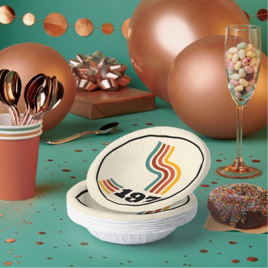 1976レトロヴィンテージポスター誕生日または懇親会 ペーパーボウル (複数)