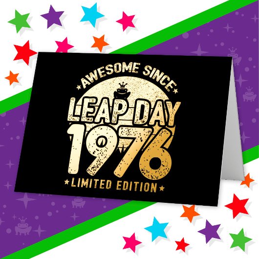 1976年うるう年2月29日生まれのあなたへ 箔グリーティングカード