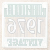 1976年の名前のヴィンテージガラスコースター ガラスコースター (裏面)