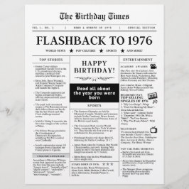 1976年モック新聞モノトーンの誕生日紙シート