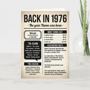 1976年生まれのための50歳の誕生日おもしろ豆知識カード カード