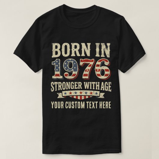 1976年生まれのカスタム周年記念 Tシャツ (デザイン正面)