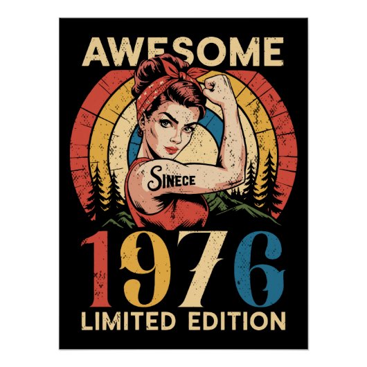 1976年生まれのレジェンド女性へ 50歳の誕生日お祝いヴィンテージ ポスター (正面)