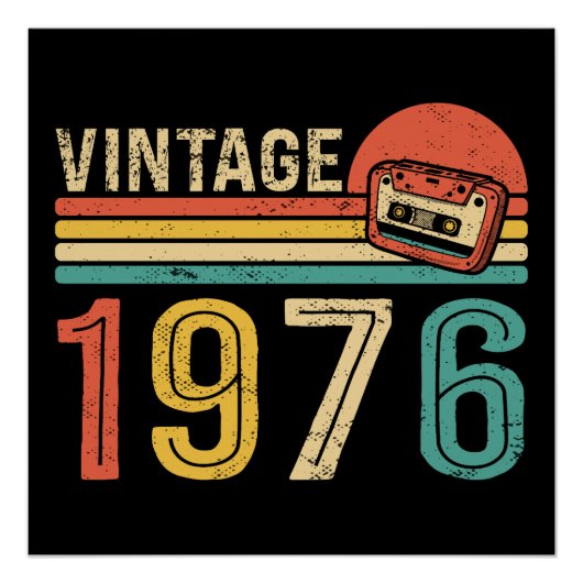 1976年生まれのレトロな誕生日音楽カセットテープ 50歳の誕生日 ポスター (正面)