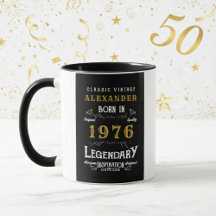1976年生まれの50歳の誕生日を祝うパーソナライズドヴィンテージ ブラック