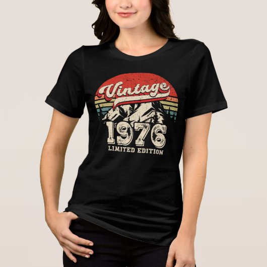 1976年製レトロな50歳の誕生日アウトドア派のBday トライブレンドTシャツ (正面)