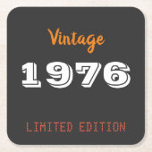 1976年製 ヴィンテージ - 50歳の誕生日パーティーの飾り付け - 限定 スクエアペーパーコースター (正面)