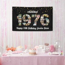 1976年設立 50歳の誕生日フォトコラージュ 横断幕