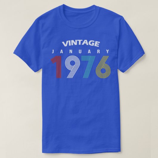 1976年1月ヴィンテージ誕生日GIF Tシャツ (デザイン正面)