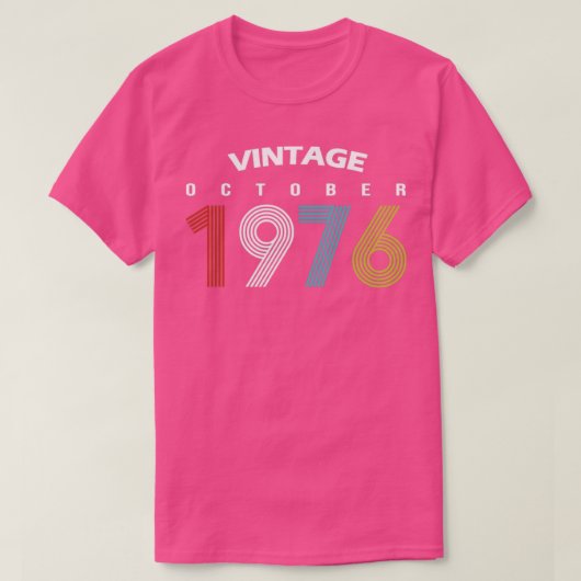 1976年10月ヴィンテージ誕生日GIF Tシャツ (デザイン正面)
