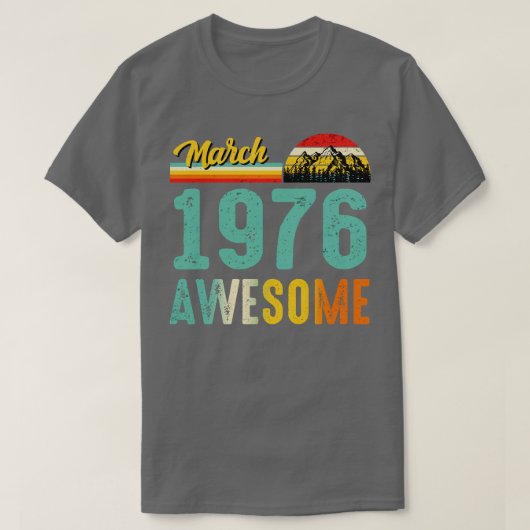 1976年3月誕生日ギフトシャツヴィンテージ1976年3月 Tシャツ (デザイン正面)