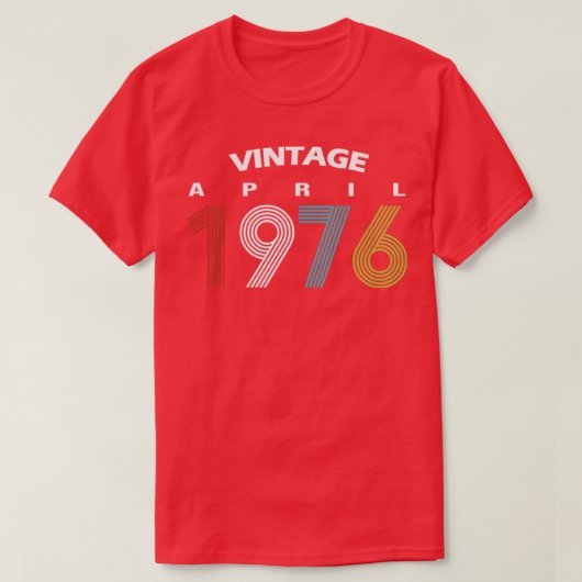 1976年4月ヴィンテージ誕生日GIF Tシャツ (デザイン正面)