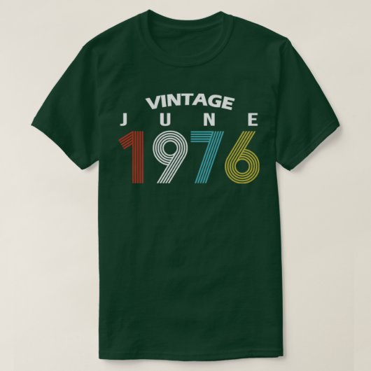 1976年6月ヴィンテージ誕生日GIF Tシャツ (デザイン正面)