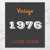 1976年 ヴィンテージ ワインラベル - 50歳の誕生日パーティー (シングルラベル)