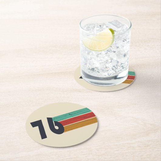 1976生まれ年のヴィンテージ誕生日ギフト ラウンドペーパーコースター (インサイチュ)