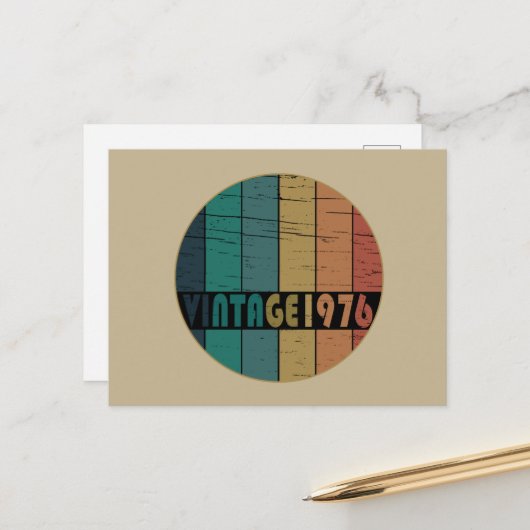 1976生まれ年のヴィンテージ誕生日 シーズンポストカード (正面/裏面インサイチュ)
