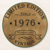 1976生まれ年のヴィンテージ誕生日 ラウンドペーパーコースター (正面)