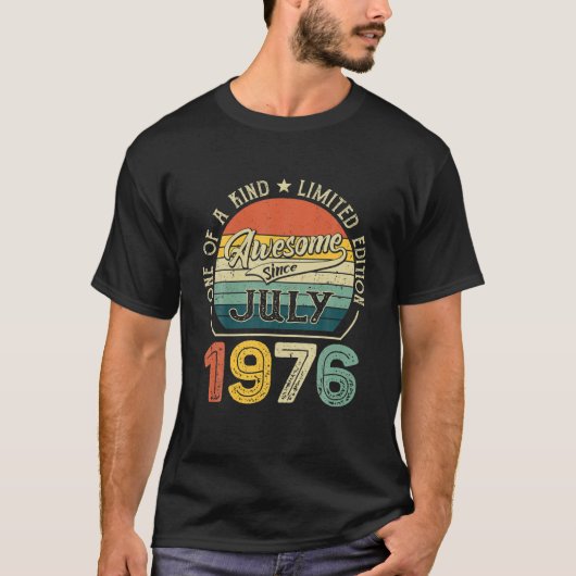 1976生まれ年7月45歳T型ヴィンテージ45位誕生日 Tシャツ (正面)