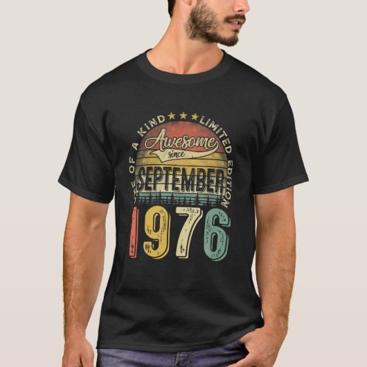 1976生まれ年9月誕生日ヴィンテージレトロ45Y Tシャツ (正面)