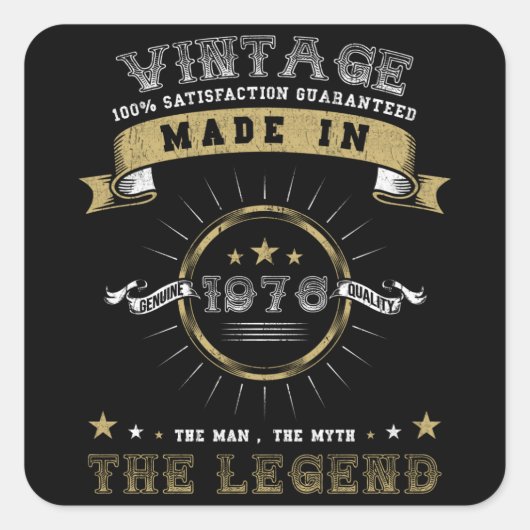 1976生まれ誕生日ヴィンテージ スクエアシール (正面)