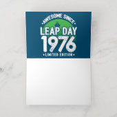 1976素晴らし年閏年日以後2月29誕生日 箔グリーティングカード (内側レイダウン)