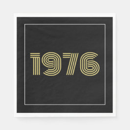1976 ビンテージ ブラック&ゴールドトーン 50歳の誕生日 スタンダードランチョンナプキン