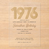 1976 ブラックとフェイクゴールドの50歳の誕生日招待状  アクリル招待状 (正面)