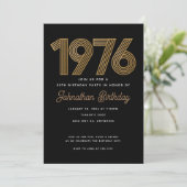 1976 ブラックとフェイクゴールドの50歳の誕生日招待状 招待状 (スタンド正面)