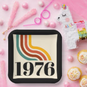 1976 レトロストライプ ヴィンテージポスター 50歳の誕生日 ペーパープレート (パーティー)