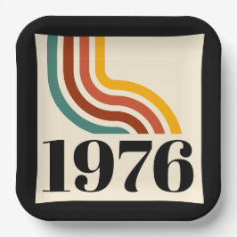 1976 レトロ ストライプ ビンテージ ポスター 50歳の誕生日 ペーパープレート