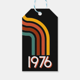 1976 レトロ ストライプ ビンテージ 50歳の誕生日 ギフトタグ
