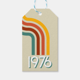 1976 レトロ ストライプ ヴィンテージ 50歳の誕生日 ギフトタグ