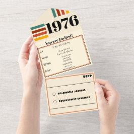 1976 レトロ ヴィンテージ ポスター 50歳の誕生日 ブラック オールインワン招待状