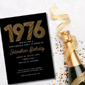 1976 Black and Faux Gold 50th Birthday Invitation  招待状