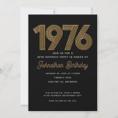 1976 Black and Faux Gold 50th Birthday Invitation 招待状 (正面)