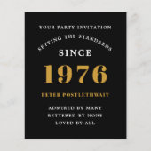 1976 Budget 50th Birthday Invitation Black Gold チラシ (正面)