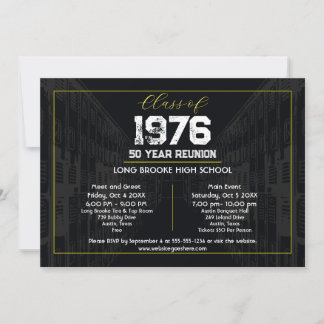 1976 Class Reunion Elegant Black - 50 Year Reunion 招待状