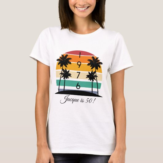 1976 Retro Stripe Sunset Vintage 50th Birthday Tシャツ (正面)