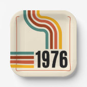 1976 Retro Vintage Poster 50th Birthday ペーパープレート (正面)