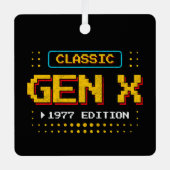 1977世代Xレトロゲーマークラシックゲーム誕生日 メタルオーナメント (正面)