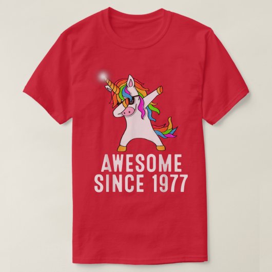 1977年から44歳の誕生日、ユニコーン素晴らしダブ Tシャツ (デザイン正面)