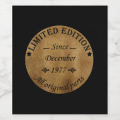 1977年12月生まれ ヴィンテージ 誕生日 ワインラベル (シングルラベル)