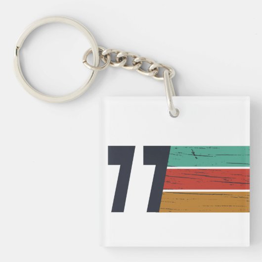 1977生まれ年のヴィンテージ誕生日ギフト キーホルダー (正面)