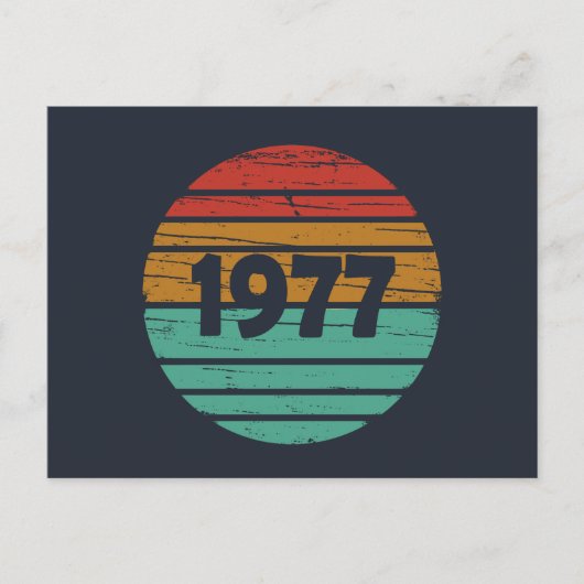 1977生まれ年のヴィンテージ誕生日ギフト シーズンポストカード (正面)