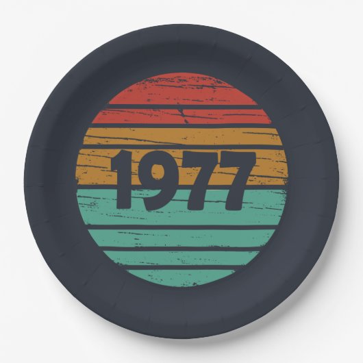 1977生まれ年のヴィンテージ誕生日ギフト ペーパープレート (正面)