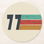 1977生まれ年のヴィンテージ誕生日ギフト ラウンドペーパーコースター (正面)