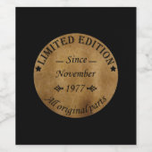 1977生まれ年11月ヴィンテージ誕生日 ワインラベル (シングルラベル)