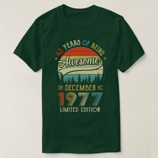 1977生まれ年12月45日誕生日1977年製45Y Tシャツ (デザイン正面)