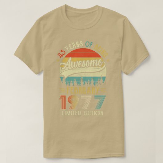 1977生まれ年2月45日誕生日1977年製45Y Tシャツ (デザイン正面)