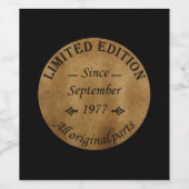 1977生まれ年9月クラシックレトロ素朴な ワインラベル (シングルラベル)